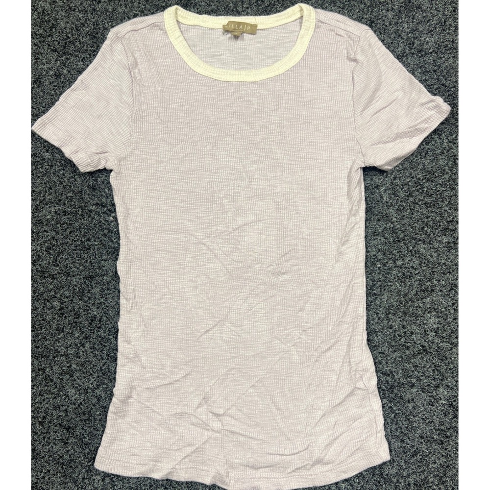 Lilla P Lavender Purple Pima Cotton Modal Ribbed Ringer Tee XS Short Sleeve - Picture 1 of 6